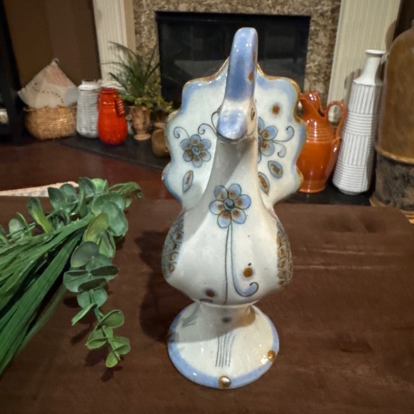 Vintage Pottery Peacock Figurine Made In Mexico Hand Painted El Palomar EUC - Picture 4 of 8